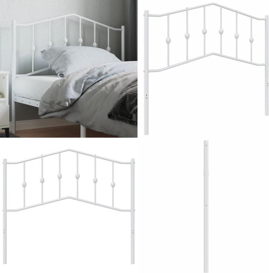 VidaXL Hoofdbord 107 cm metaal wit Hoofdbord Hoofdborden Hoofdeinde Metalen Hoofdbord