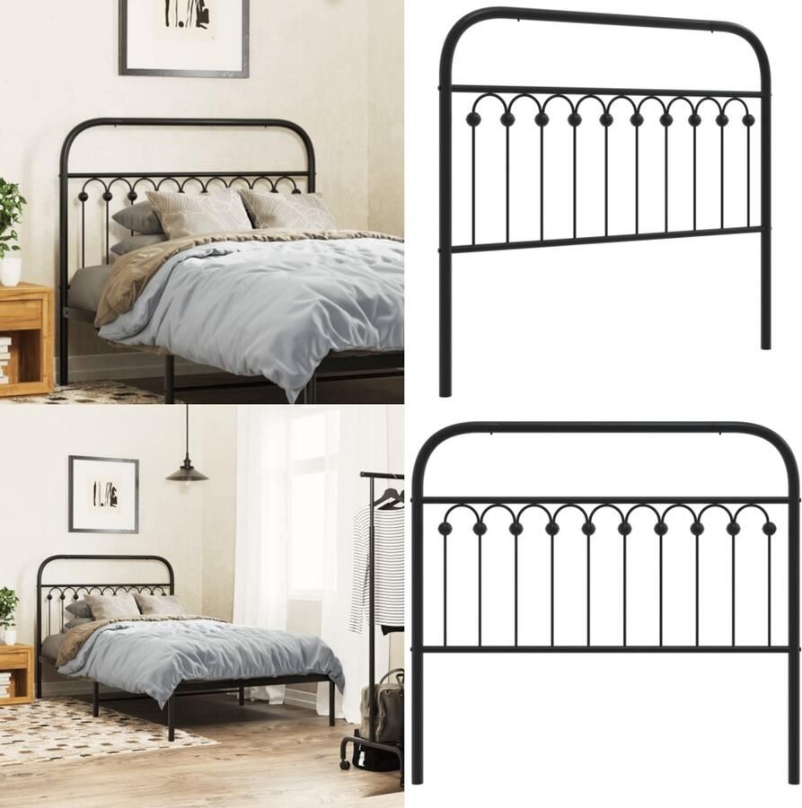 VidaXL Hoofdbord 107 cm metaal zwart Hoofdbord Hoofdborden Bed Hoofdbord Bedhoofdbord