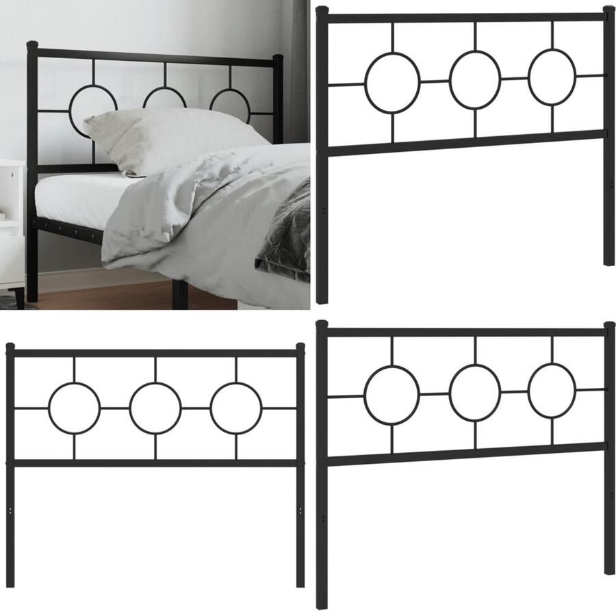 VidaXL Hoofdbord 107 cm metaal zwart Hoofdbord Hoofdborden Bed Hoofdbord Bedhoofdbord