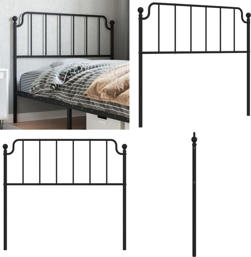 VidaXL Hoofdbord 107 cm metaal zwart Hoofdbord Hoofdborden Hoofdeinde Metalen Hoofdbord