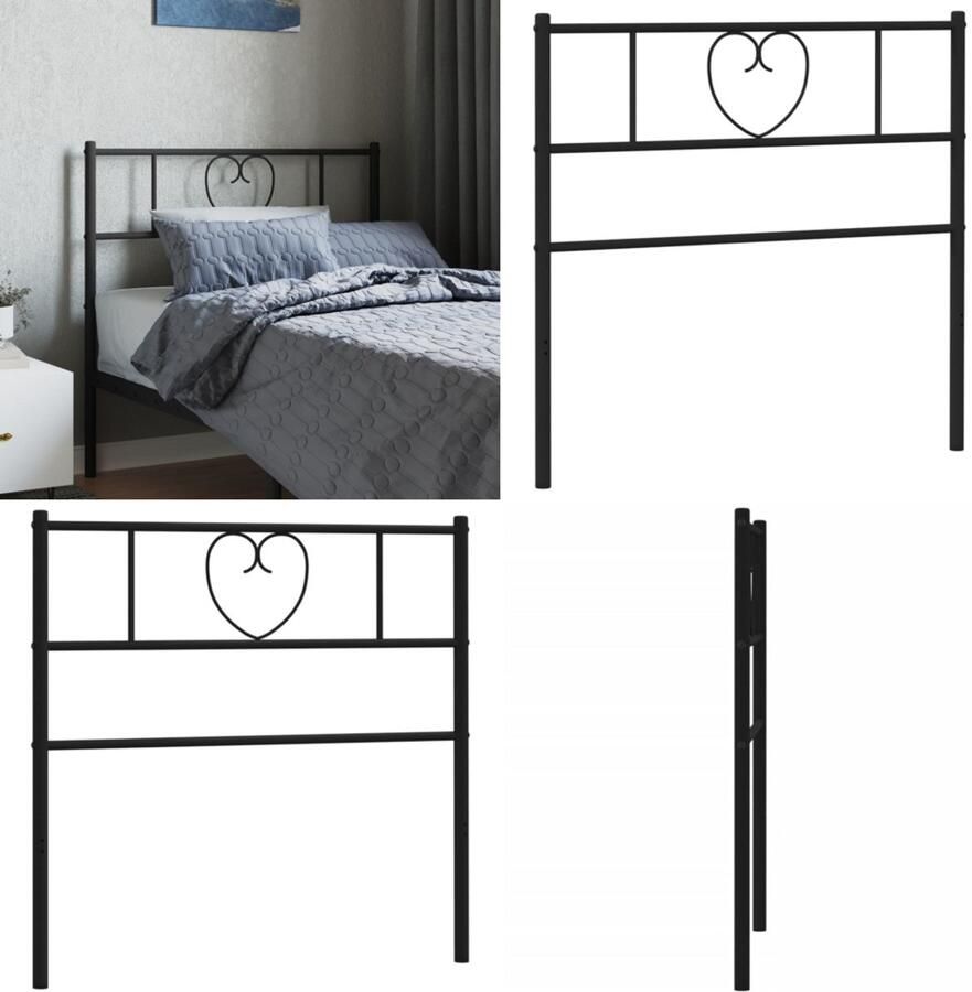 VidaXL Hoofdbord 107 cm metaal zwart Hoofdbord Hoofdborden Hoofdeinde Metalen Hoofdbord