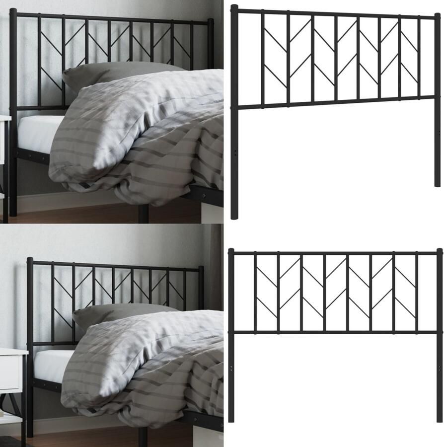 VidaXL Hoofdbord 107 cm metaal zwart Hoofdbord Hoofdborden Hoofdeinde Metalen Hoofdbord