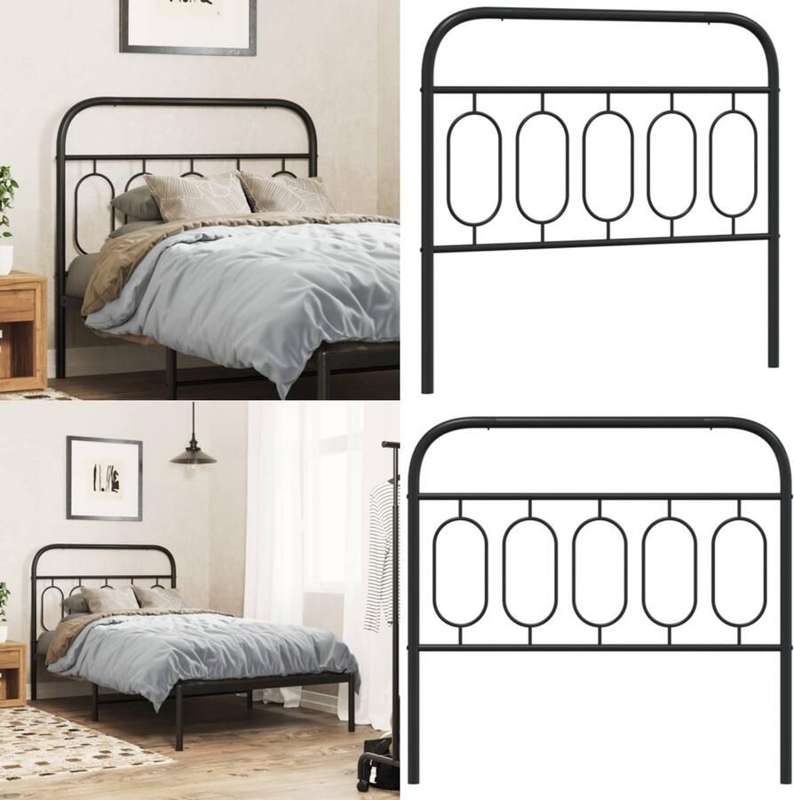 VidaXL Hoofdbord 107 cm metaal zwart Hoofdbord Hoofdborden Hoofdeinde Metalen Hoofdbord