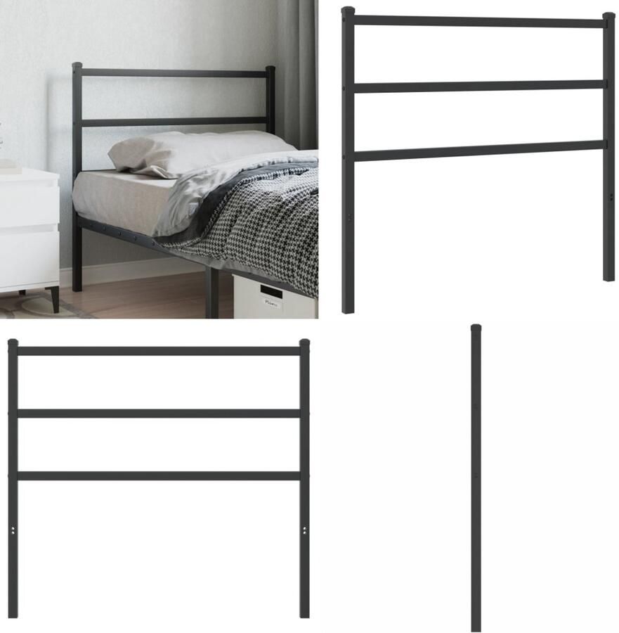 VidaXL Hoofdbord 107 cm metaal zwart Hoofdbord Hoofdborden Hoofdeinde Metalen Hoofdbord