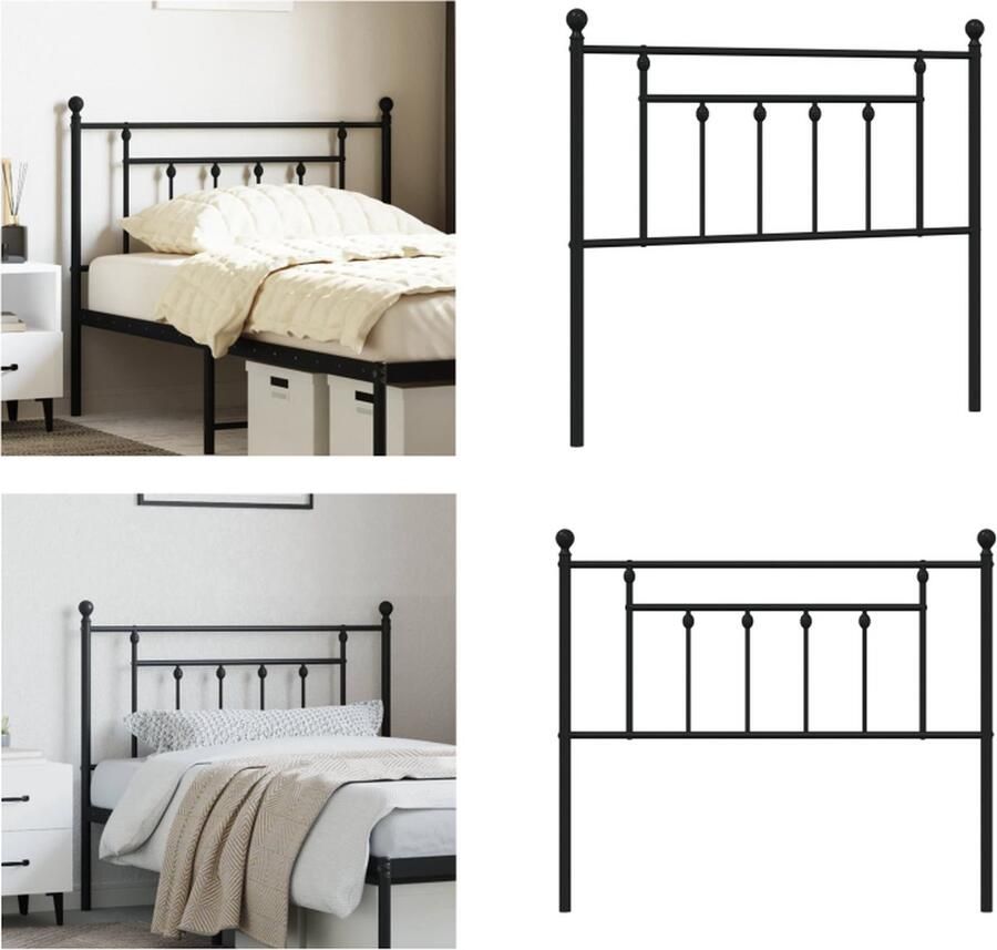 VidaXL Hoofdbord 107 cm metaal zwart Hoofdbord Hoofdborden Hoofdeinde Metalen Hoofdbord