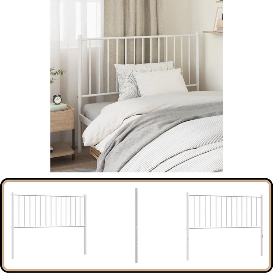 VidaXL Hoofdbord metaal wit 112x3x90 cm - Foto 2