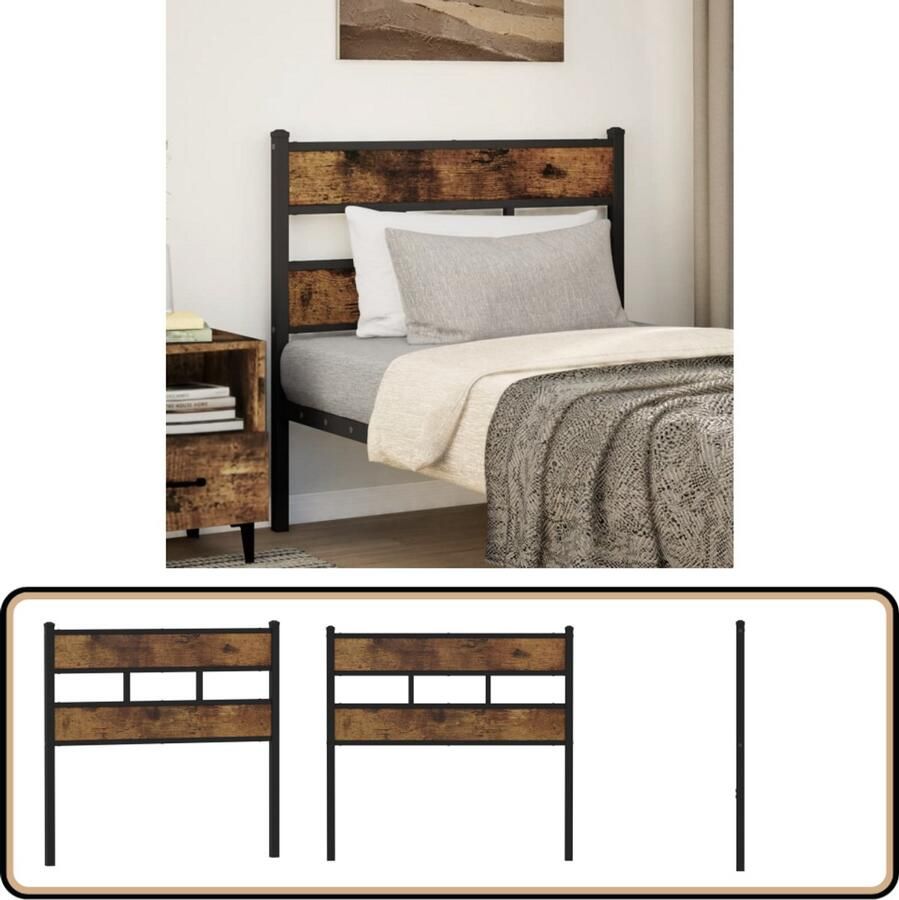 VidaXL Hoofdbord 107 cm Zwart Gerookt Eikenhout Hoofdbord Beddecoratie Slaapcomfort Zwarte Meubels Houten Meubels