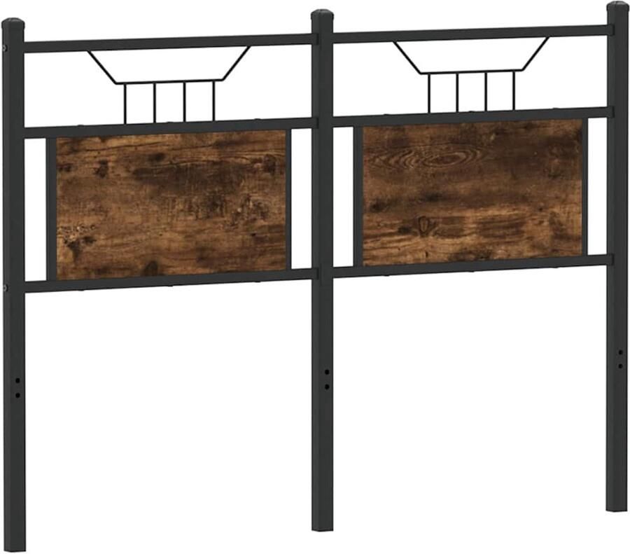 VidaXL Hoofdbord 120 cm bewerkt hout en staal gerookt eikenkleurig - Foto 2