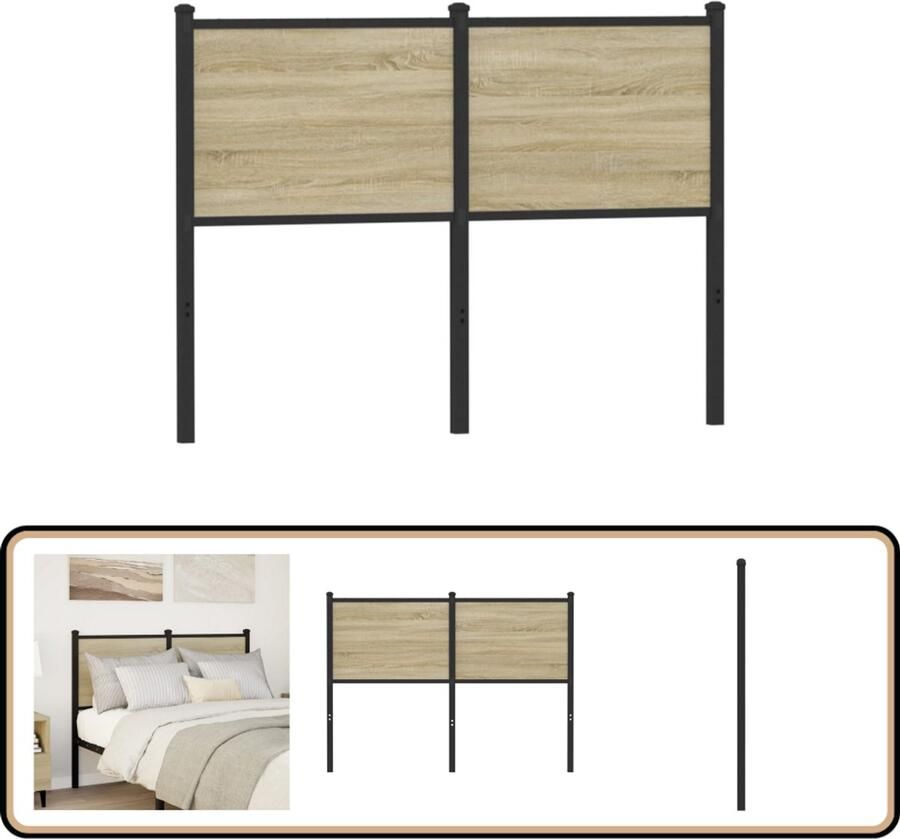 VidaXL Hoofdbord 120 cm Bewerkt hout en staal Hoofd Bord Slaapkamers Houten Hoofdbord Eiken Hoofdbord Modern