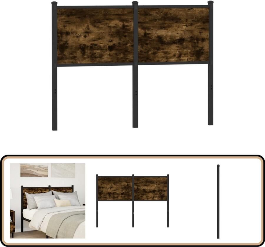 VidaXL Hoofdbord 120 cm Bewerkt hout en staal Hoofdbord Hoofdborden Bed Hoofdbord Bedhoofdbord