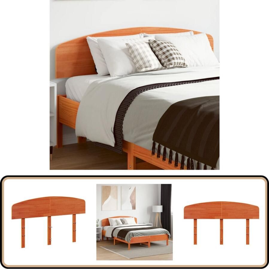 VidaXL Hoofdbord 120 cm Massief Grenenhout Wasbruin Hoofd Bord Beddecoratie Hoofdbord Hout Grenenhout Bruine Hoofdbord