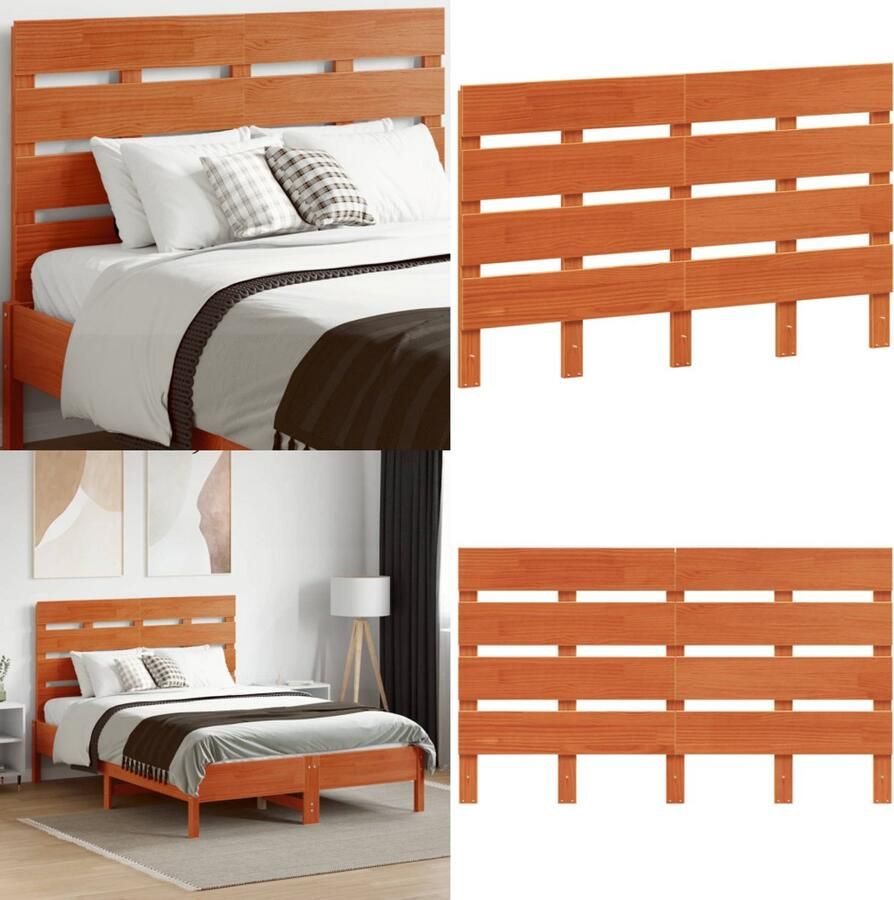 VidaXL Hoofdbord 120 cm massief grenenhout wasbruin Hoofdbord Hoofdborden Bed Hoofdbord Bedhoofdbord