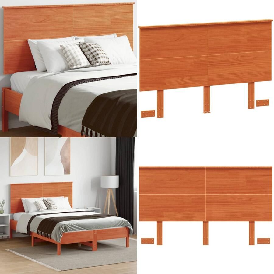 VidaXL Hoofdbord 120 cm massief grenenhout wasbruin Hoofdbord Hoofdborden Bed Hoofdbord Bedhoofdbord