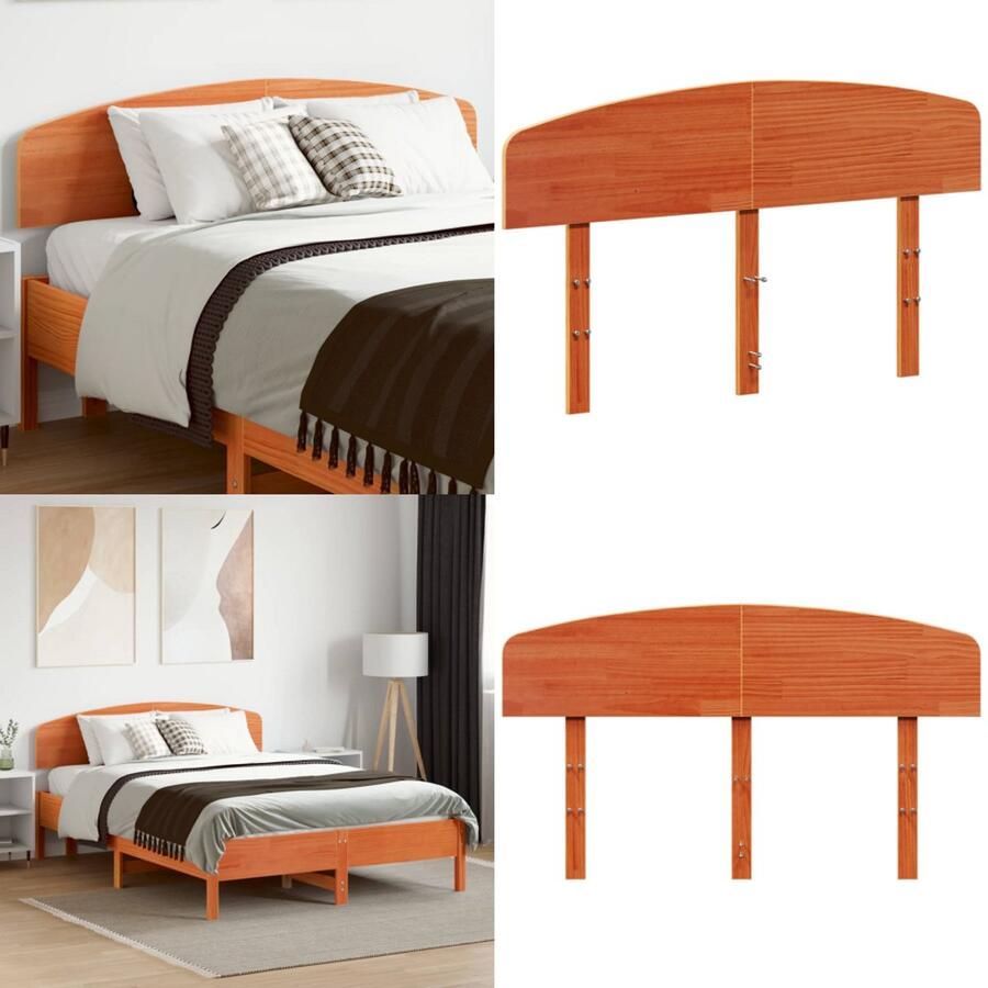 VidaXL Hoofdbord 120 cm massief grenenhout wasbruin Hoofdbord Hoofdborden Bed Hoofdbord Bedhoofdbord