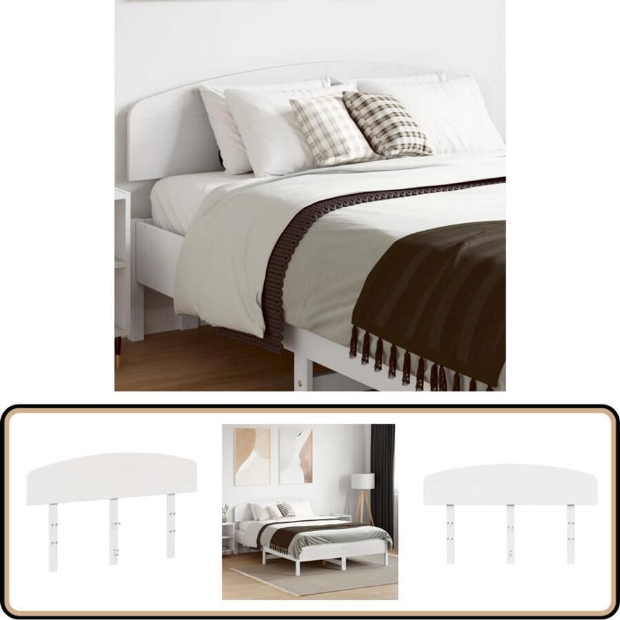 VidaXL Hoofdbord 120 cm Massief Grenenhout Wit Hoofd Bord Beddecoratie Hoofdbord Grenenhout Witte Hoofdbord 120 Cm