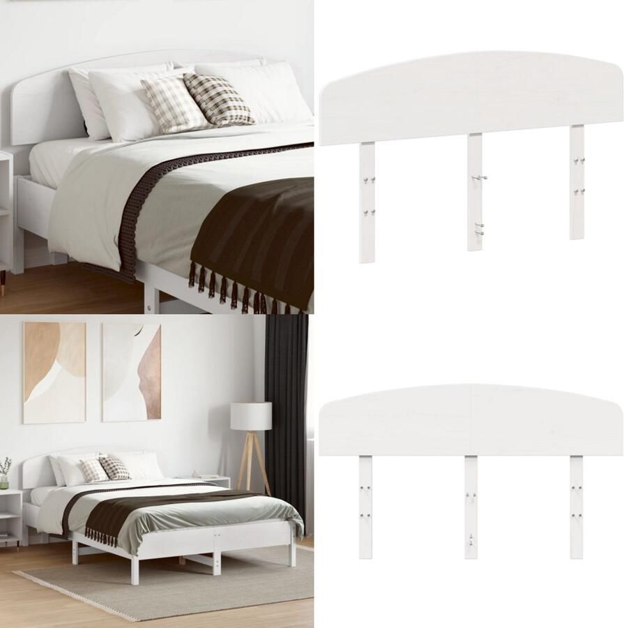 VidaXL Hoofdbord 120 cm massief grenenhout wit Hoofdbord Hoofdborden Bed Hoofdbord Bedhoofdbord