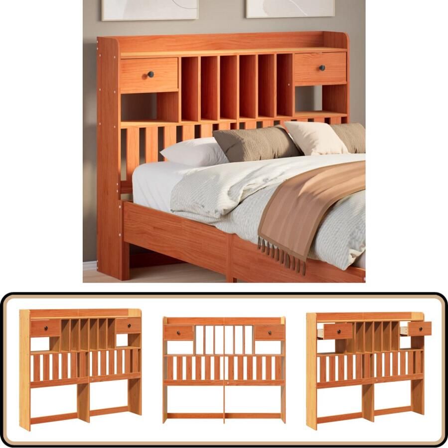 VidaXL Hoofdbord 120 cm met opbergruimte Wasbruin Hoofdbord Houten Hoofdbord Hoofdbekleding Opberghoofdbord Slaapkamerelement