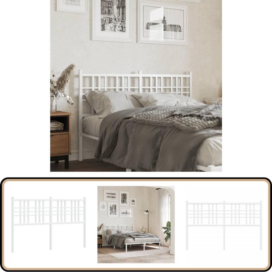 VidaXL Hoofdbord 120 cm Metaal Wit Hoofd Bord Hoofdkussen Beddecoratie Slaapkamers Hoofddekking