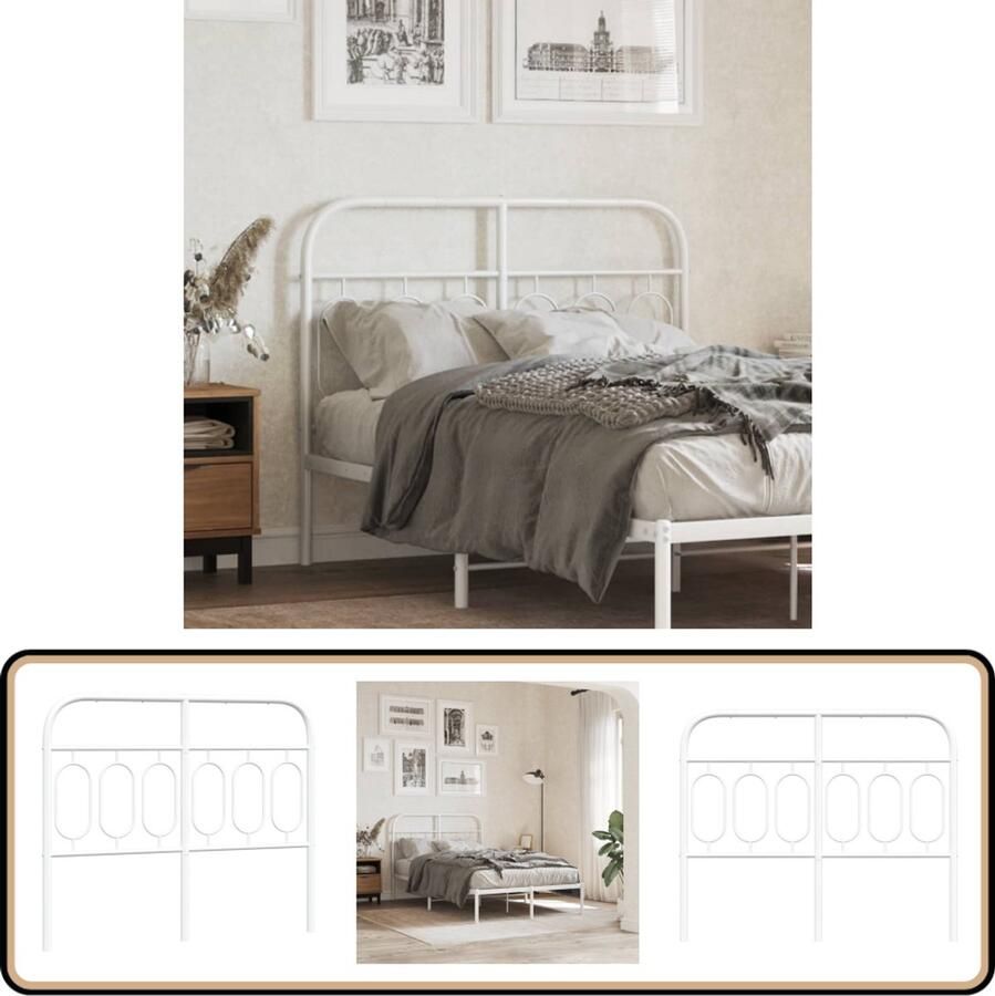 VidaXL Hoofdbord 120 cm Metaal Wit Hoofdbord Beddecoratie Hoofdbekleding Staal Wit