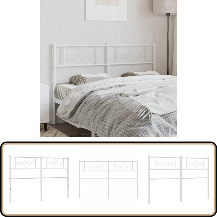 VidaXL Hoofdbord 120 cm Metaal Wit Hoofdbord Hoofdbed Slaapcomfort Staal Wit