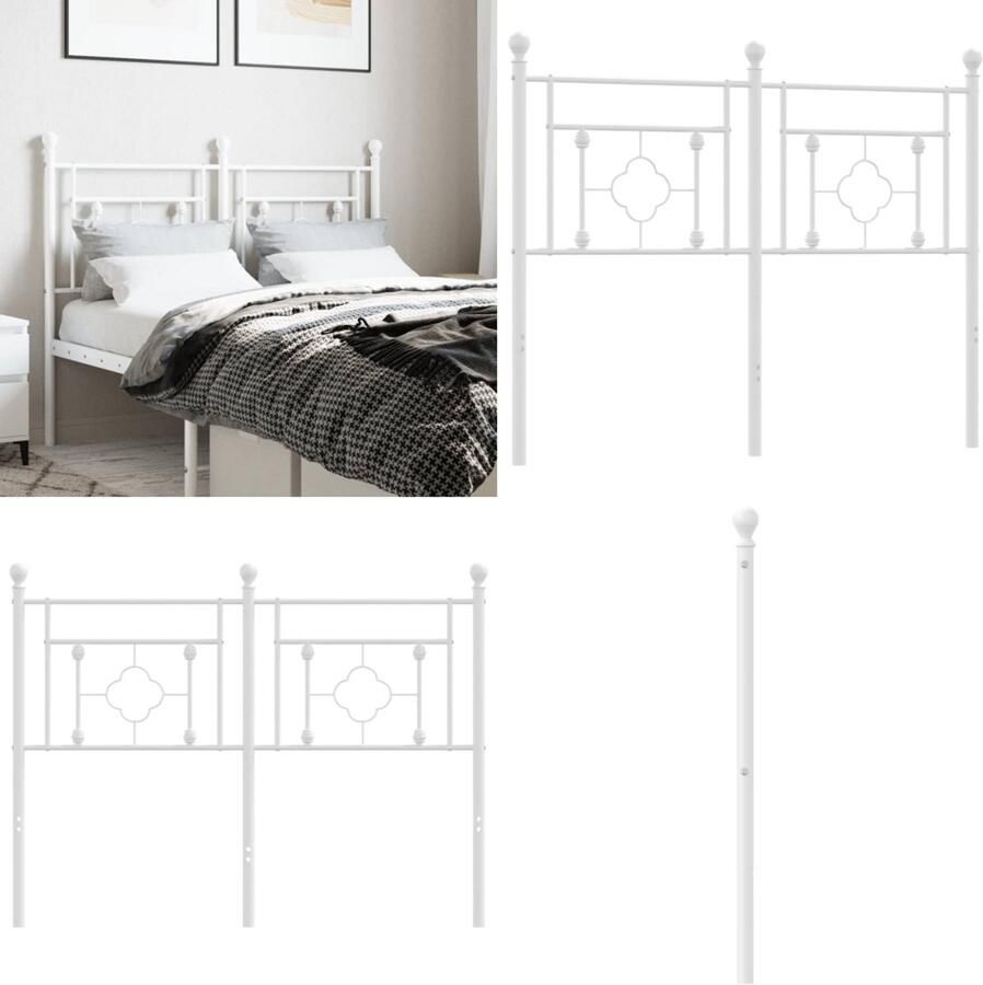 VidaXL Hoofdbord 120 cm metaal wit Hoofdbord Hoofdborden Bed Hoofdbord Bedhoofdbord