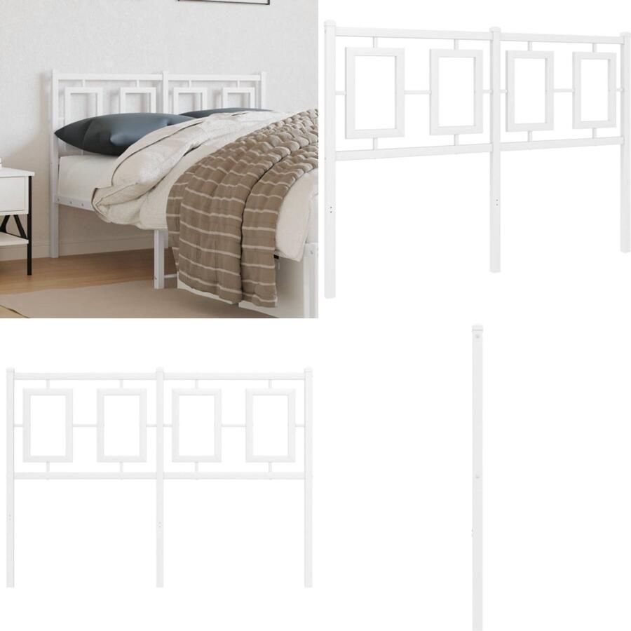 VidaXL Hoofdbord 120 cm metaal wit Hoofdbord Hoofdborden Hoofdeinde Metalen Hoofdbord