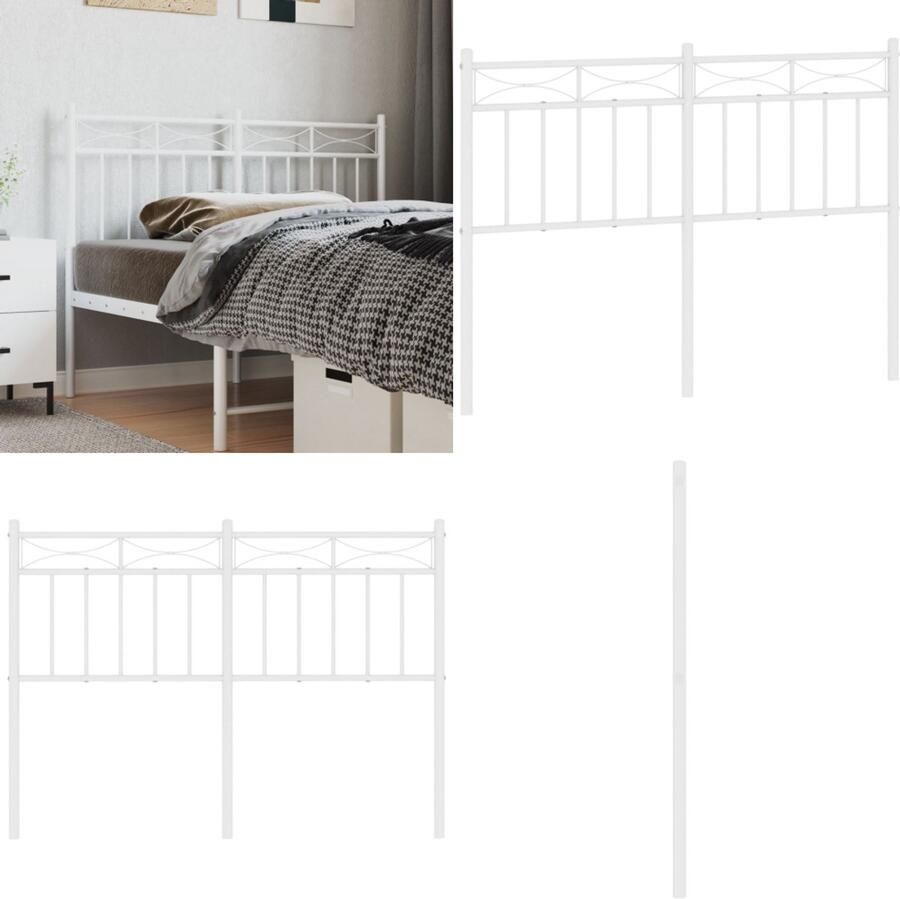 VidaXL Hoofdbord 120 cm metaal wit Hoofdbord Hoofdborden Hoofdeinde Metalen Hoofdbord