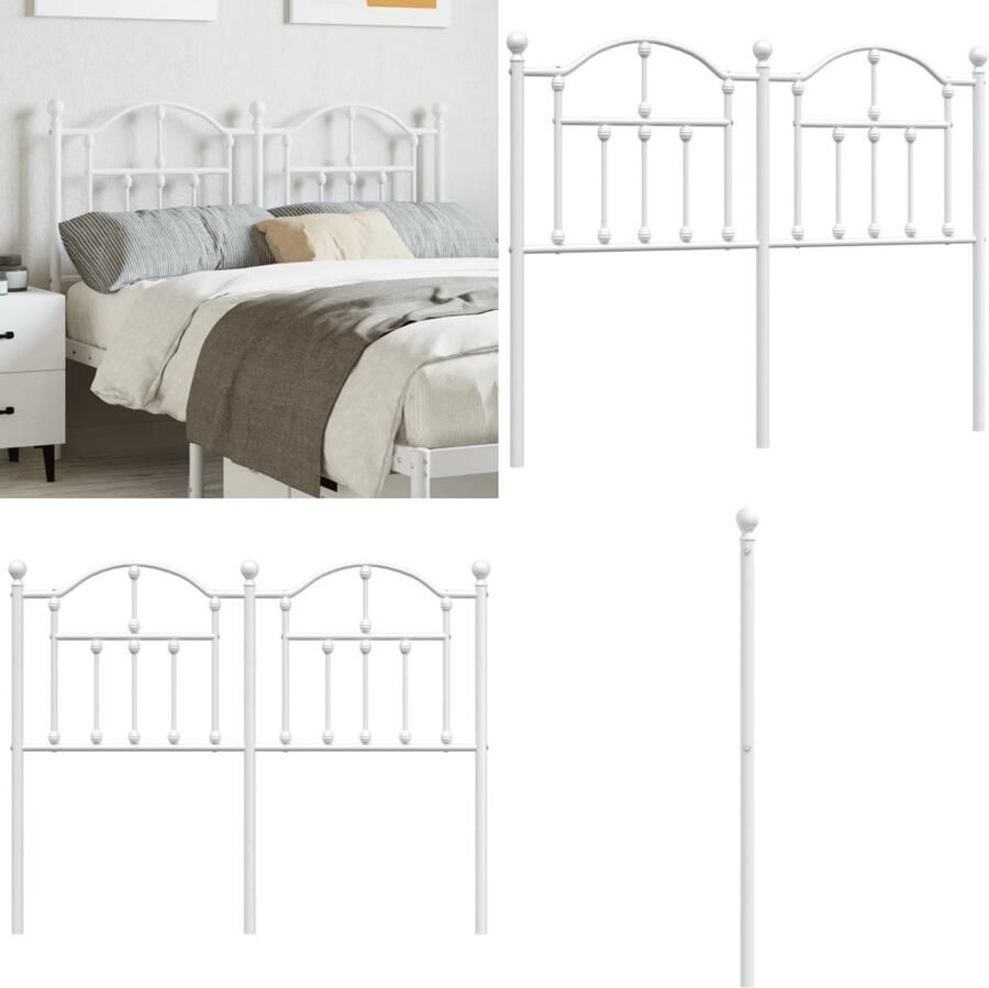 VidaXL Hoofdbord 120 cm metaal wit Hoofdbord Hoofdborden Hoofdeinde Metalen Hoofdbord