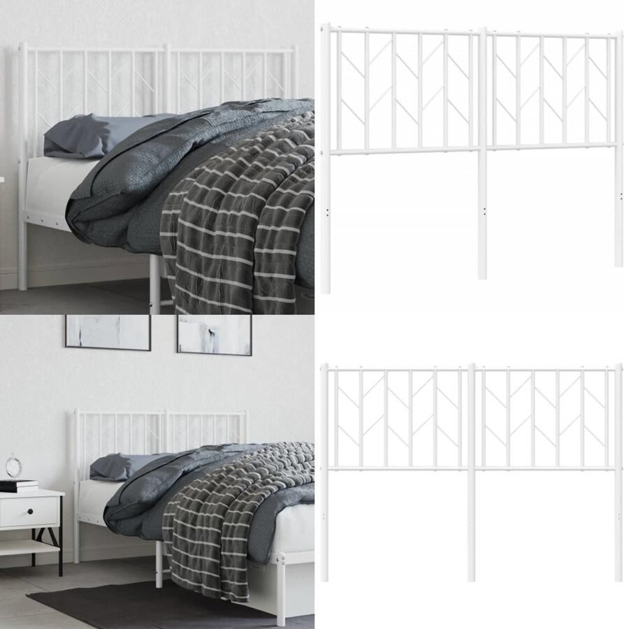 VidaXL Hoofdbord 120 cm metaal wit Hoofdeinde Hoofdeinden Hoofdeinde Bedhoofdeinde