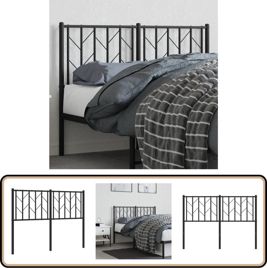 VidaXL Hoofdbord 120 cm metaal zwart Hoofdbord Bedhoofd Metalen Hoofdbord Zwarte Hoofdbord Slaapkamer Decoratie Staal Hoofdbord Comfortabel Hoofdbord Modern Hoofdbord Klassieke Hoofdbord