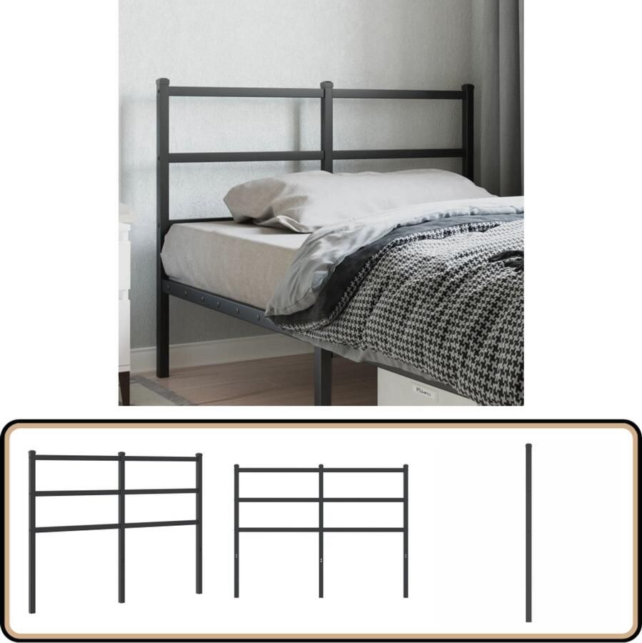 VidaXL Hoofdbord 120 cm metaal zwart Hoofdbord Hoofddekens Bedding Slaapkamers Metaal Zwarte Meubels Modern Hoofdbord Klassieke Hoofdbord Staal Comfortabel Hoofdbord Bedroom Decor