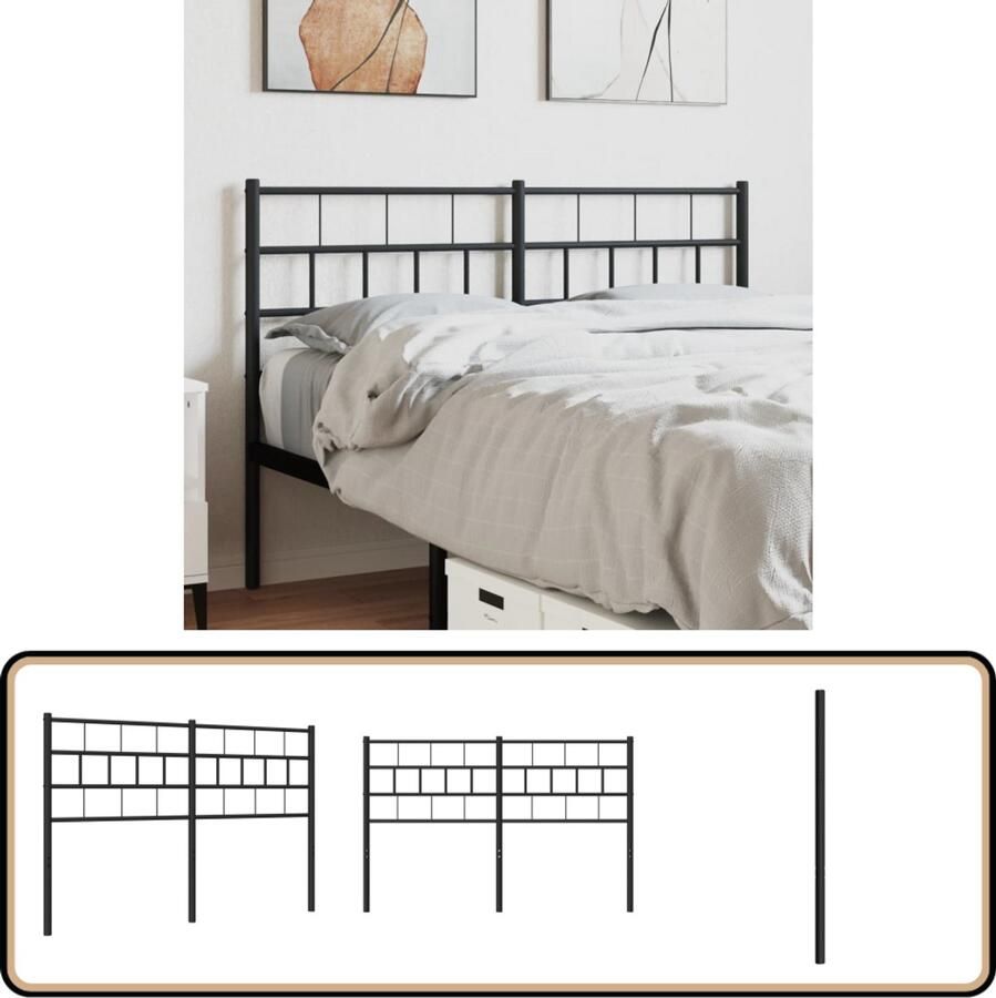VidaXL Hoofdbord 120 cm metaal zwart - Foto 4
