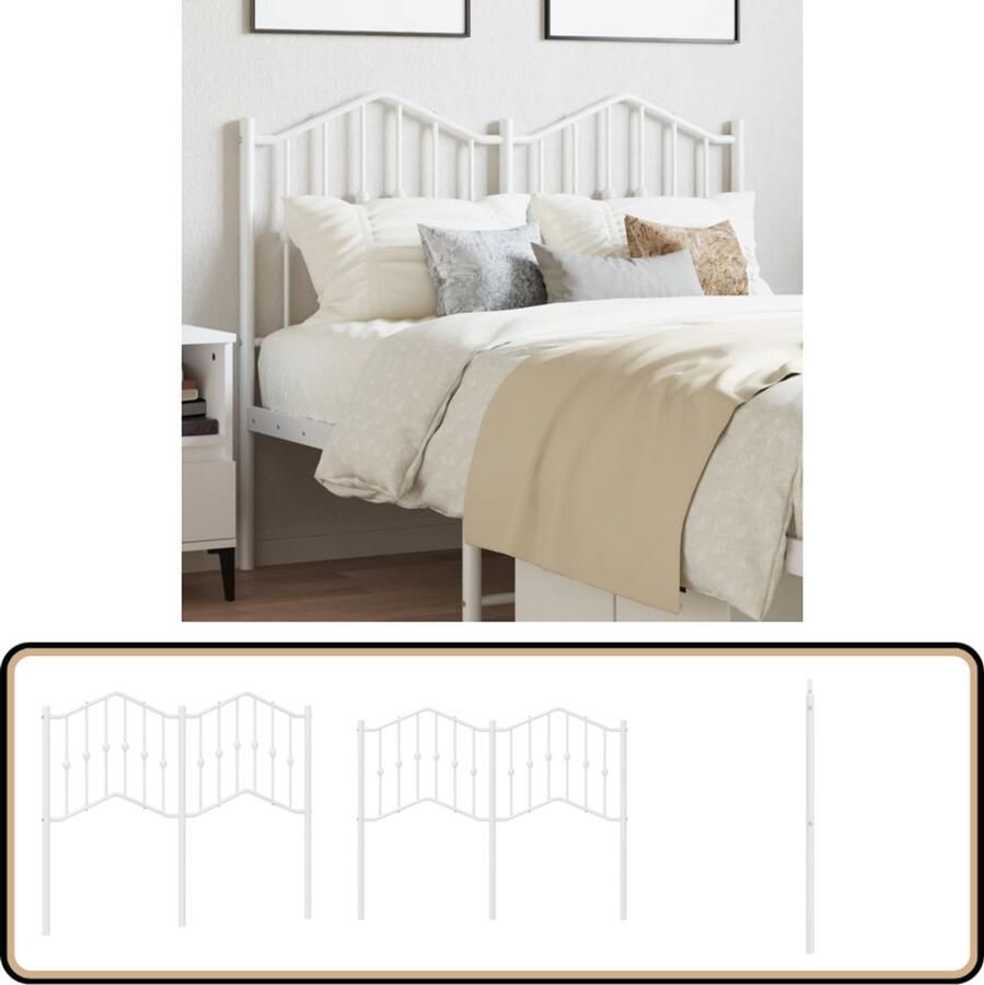 VidaXL Hoofdbord 120 cm Staal Wit Hoofdbord Klassiek Hoofdbord Staal Hoofdbord Witte Hoofdbord 120 Cm