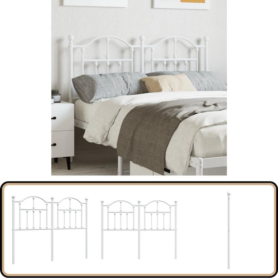 VidaXL Hoofdbord 120 cm Wit Staal Elegant Design Hoofdbord Hoofdbed Metalen Hoofdbord Witte Hoofdbord Slaapkamersdecoratie