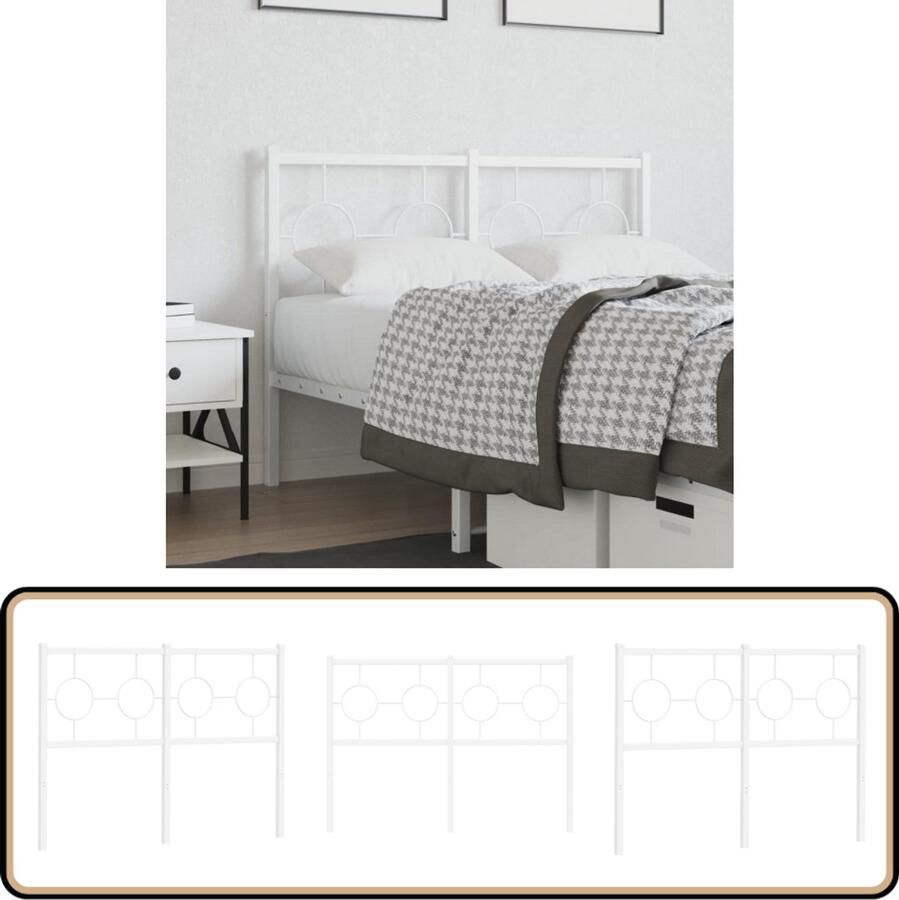 VidaXL Hoofdbord 120 cm Wit Staal Hoofd Bord Hoofdkussen Bed Frame Slaap Kamer Decoratie Staal Hoofdbord