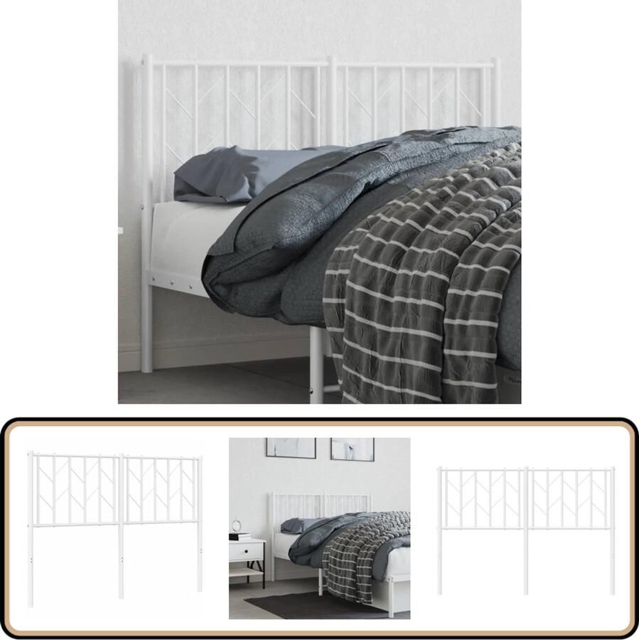 VidaXL Hoofdbord 120 cm Wit Staal Montage nodig Hoofd Bord Hoofdeinde Bedhoofdeinde Hoofdboard Slaapkamers