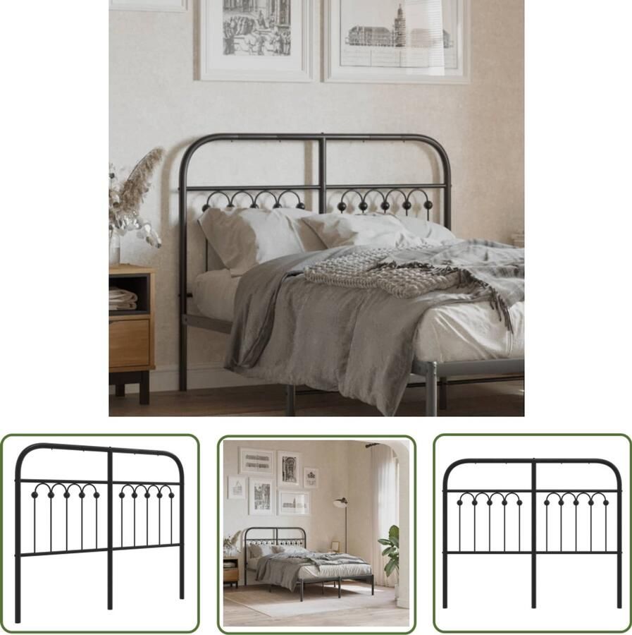 VidaXL Hoofdbord 120 cm Zwart Stalen Design Hoofd Bord Hoofdbord Bedding Slaapkamer Decoratie Staal Hoofdbord Zwart Hoofdbord Modern Hoofdbord Luxe Hoofdbord King Size Hoofdbord Tweepersoons Hoofdbord