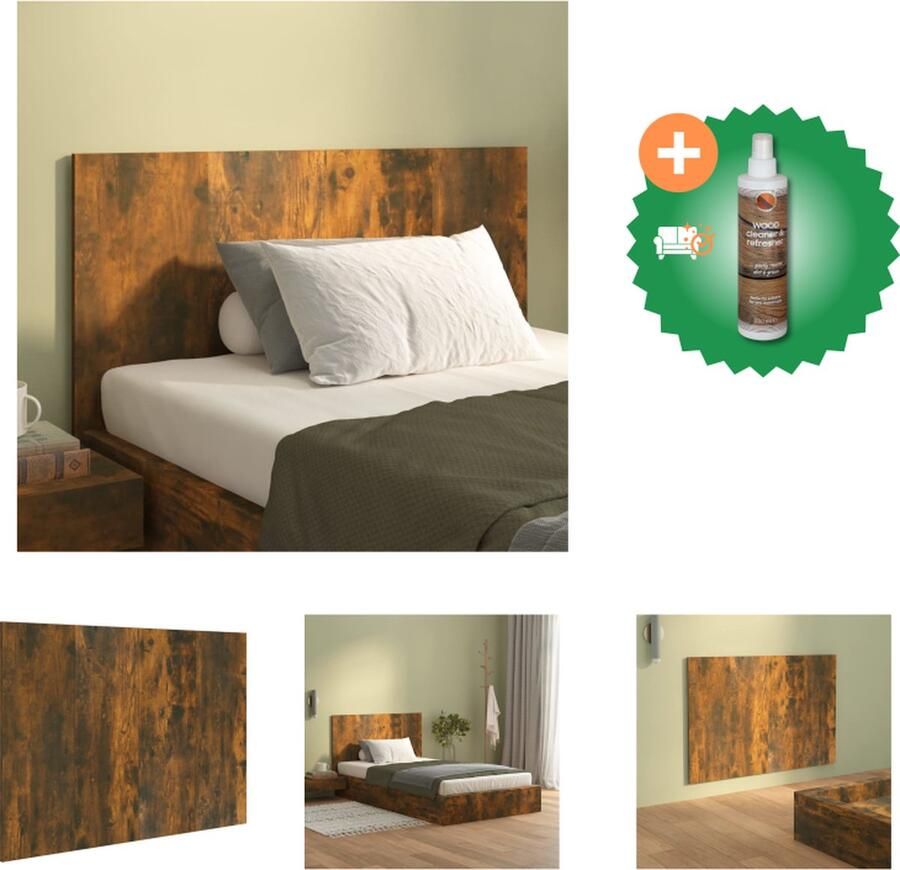 VidaXL Hoofdbord 120x1-5x80 cm bewerkt hout gerookt eikenkleurig Bedonderdeel Inclusief Houtreiniger en verfrisser