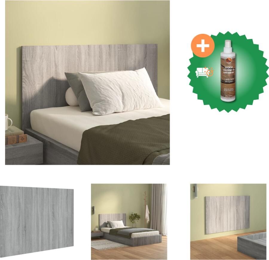 VidaXL Hoofdbord 120x1-5x80 cm bewerkt hout grijs sonoma eikenkleurig Bedonderdeel Inclusief Houtreiniger en verfrisser