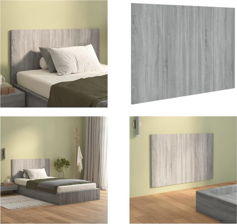 VidaXL Hoofdbord 120x1-5x80 cm bewerkt hout grijs sonoma eikenkleurig Hoofdbord Hoofdborden Hoofdeinde Bedeinde - Foto 2