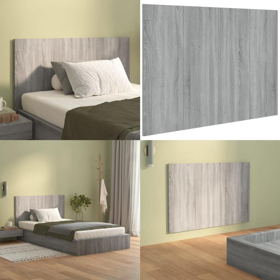 VidaXL Hoofdbord 120x1-5x80 cm bewerkt hout grijs sonoma eikenkleurig Hoofdbord Hoofdborden Hoofdeinde Bedeinde