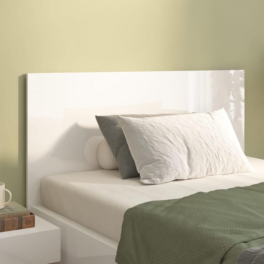 VidaXL Hoofdbord 120x80 cm Hoogglans Wit Wandhoofdbord Hoofdbord Beddecoratie Houten Hoofdbord Wit Hoofdbord Klassieke Hoofdbord Slaapkamervloerisolator Bedroom Decor Headboard Furniture - Foto 2