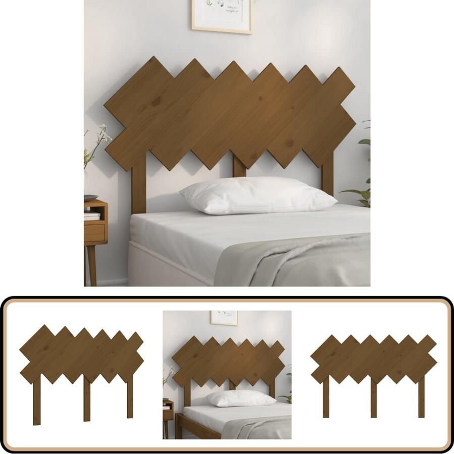 VidaXL Hoofdbord 122 5x3x80 5 cm Grenenhout Honingbruin Houten Hoofdbord Hoofddekens Beddecoratie Slaapkamers Massief Hout