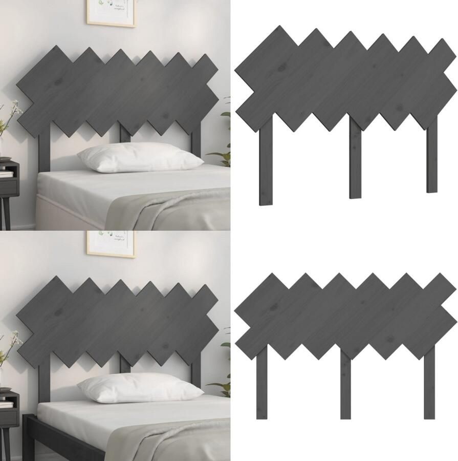 VidaXL Hoofdbord 122 5x3x80 5 cm massief grenenhout grijs Hoofdbord Hoofdborden Hoofdeinde Houten Hoofdbord