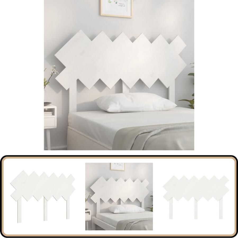 VidaXL Hoofdbord 122 5x3x80 5 cm Massief Grenenhout Houten Hoofdbord Hoofddekens Beddecoratie Slaapkamers Wit Meubilair