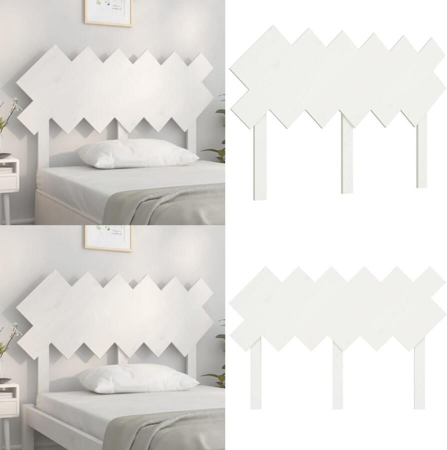 VidaXL Hoofdbord 122-5x3x80-5 cm massief grenenhout wit Hoofdbord Hoofdborden Hoofdeinde Houten Hoofdbord