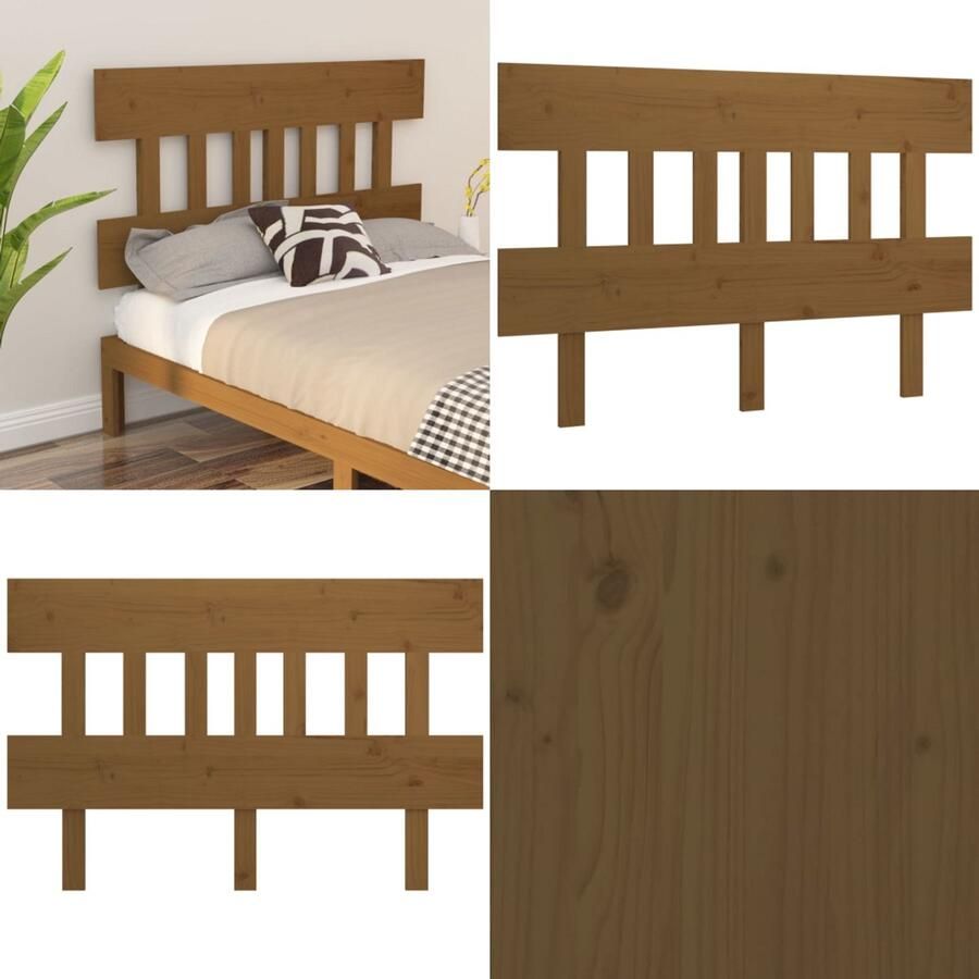 VidaXL Hoofdbord 163-5x3x81 cm massief grenenhout honingbruin Hoofdbord Hoofdborden Hoofdeinde Houten Hoofdbord