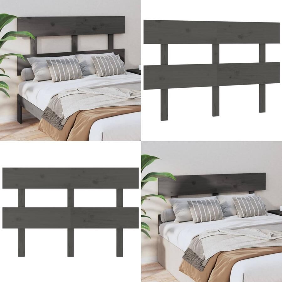 VidaXL Hoofdbord 124x3x81 cm massief grenenhout grijs Hoofdbord Hoofdborden Hoofdeinde Houten Hoofdbord
