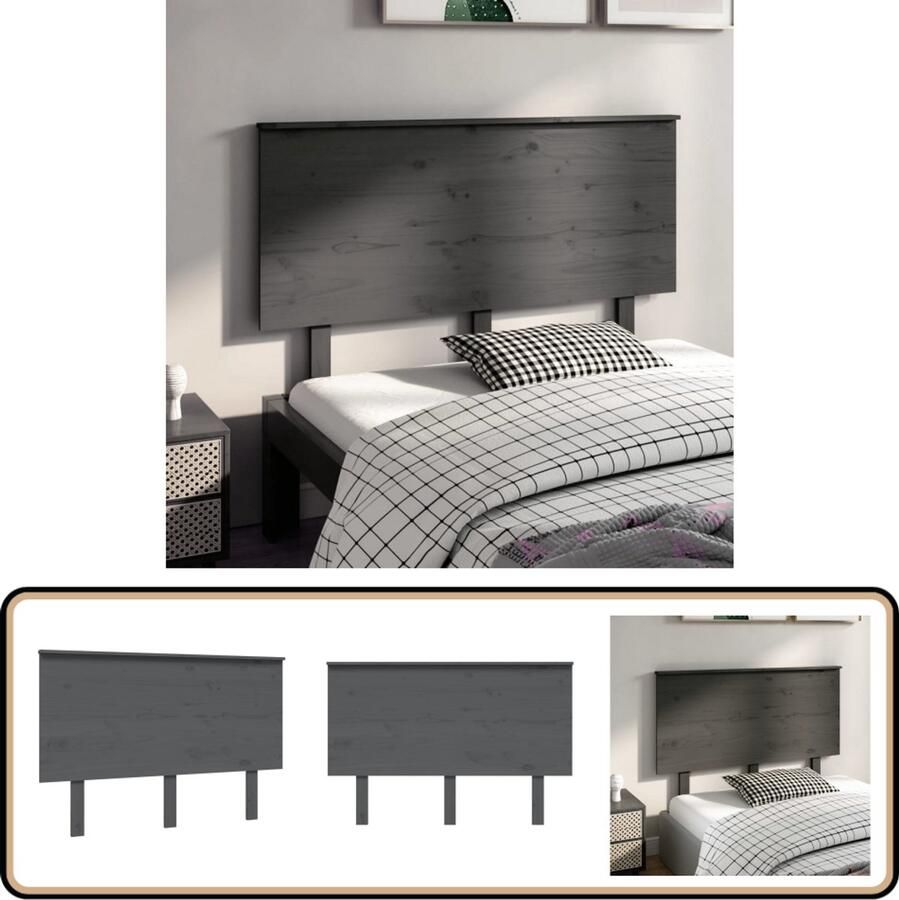 VidaXL Hoofdbord 124x6x82 5 cm Massief Grenenhout Grijs Hoofdboard Hoofdeinde Houten Hoofdbord Rustic Interieur Slaapkamersdecoratie
