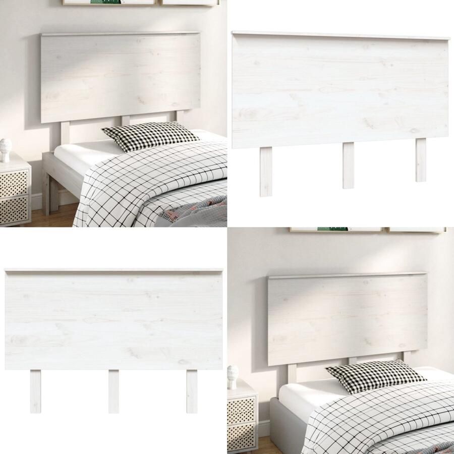 VidaXL Hoofdbord 124x6x82-5 cm massief grenenhout wit Hoofdbord Hoofdborden Hoofdeinde Houten Hoofdbord